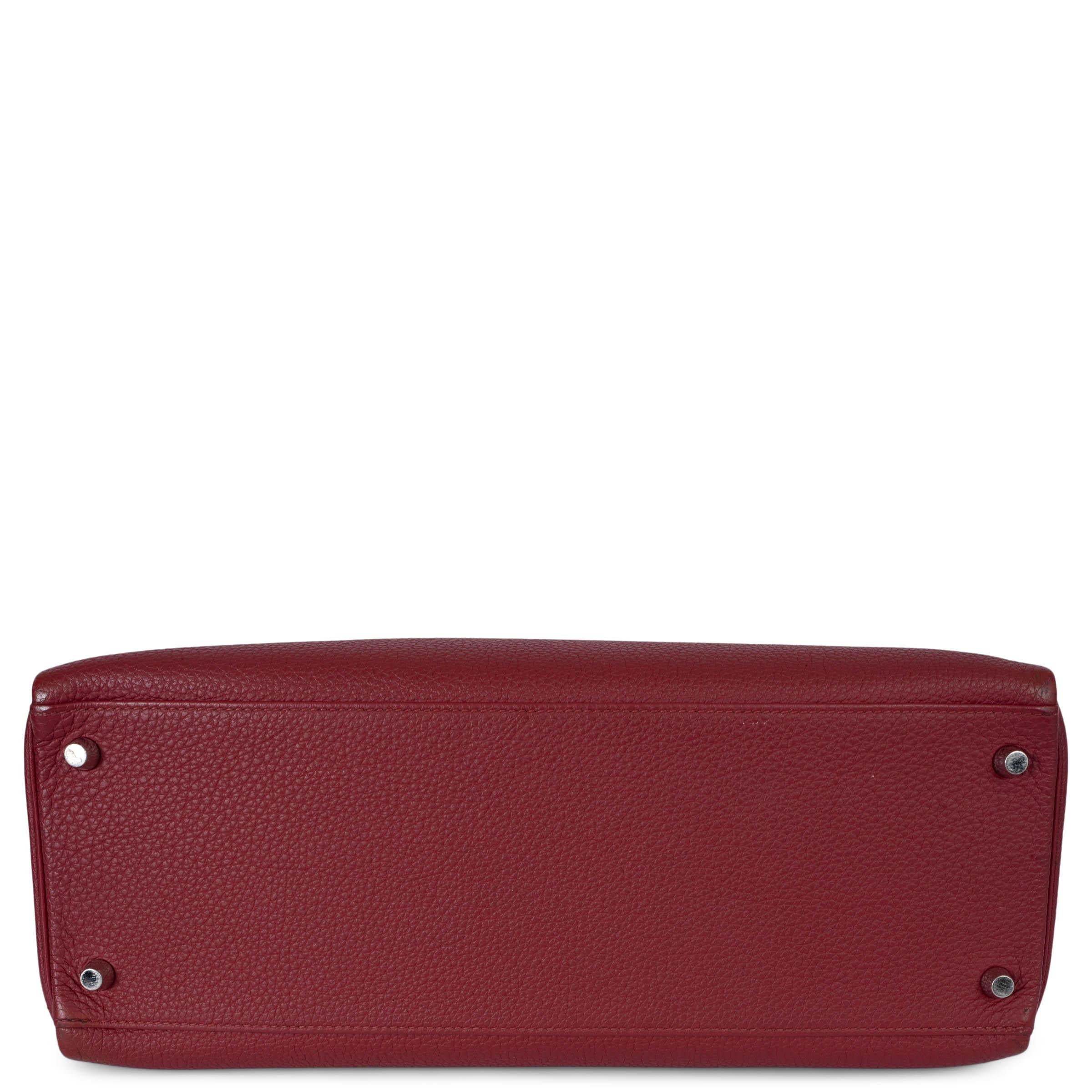 HERMES Grenat red Clemence leather KELLY 35 RETOURNE Bag Phw In Excellent Condition For Sale In Zürich, CH