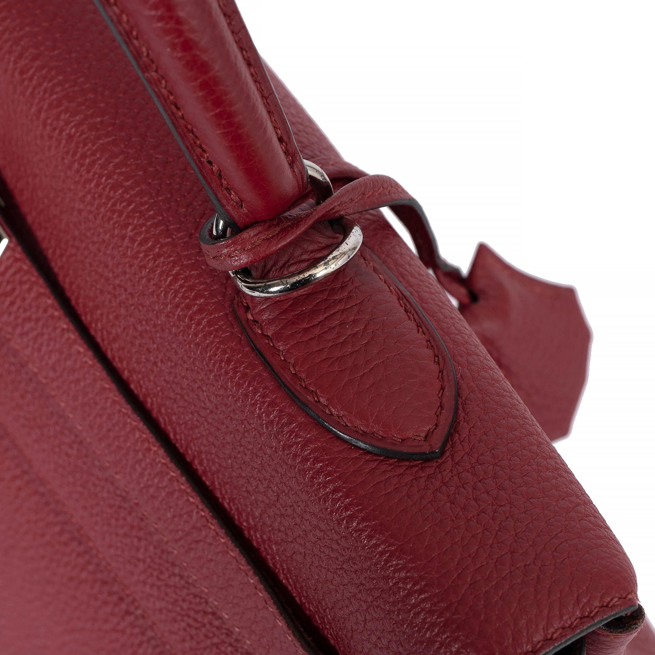 HERMES Grenat red Clemence leather KELLY 35 RETOURNE Bag Phw For Sale 1