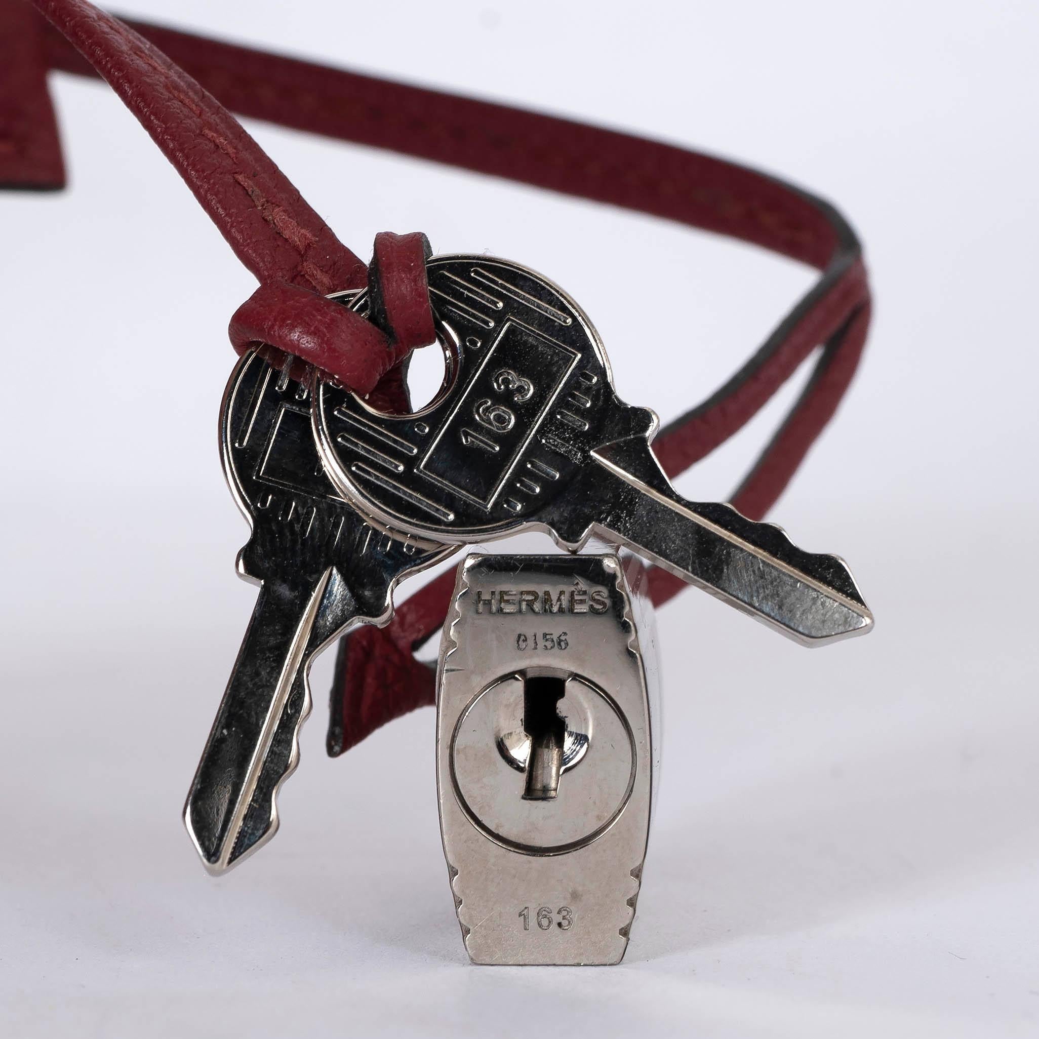 HERMES Grenat red Clemence leather KELLY 35 RETOURNE Bag Phw For Sale 4
