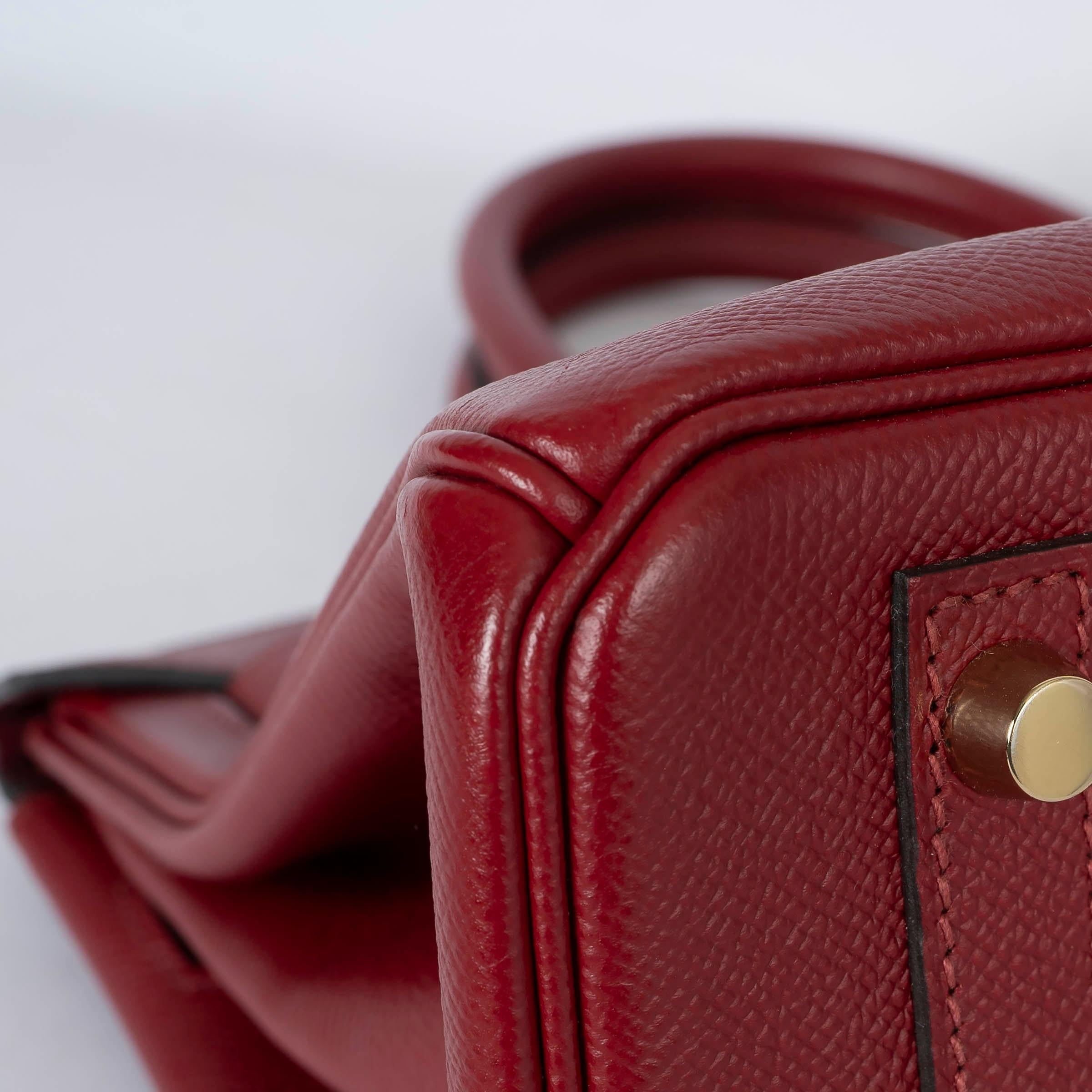 HERMES Grenat red Epsom leather BIRKIN 30 Bag Ghw For Sale 5