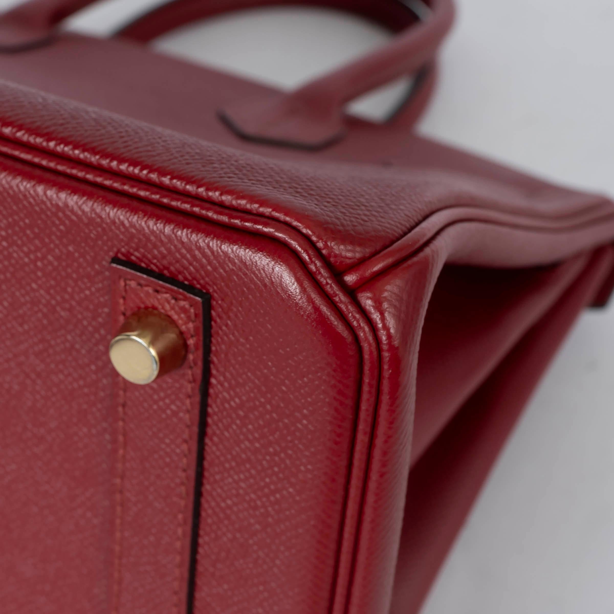 HERMES Grenat red Epsom leather BIRKIN 30 Bag Ghw For Sale 7