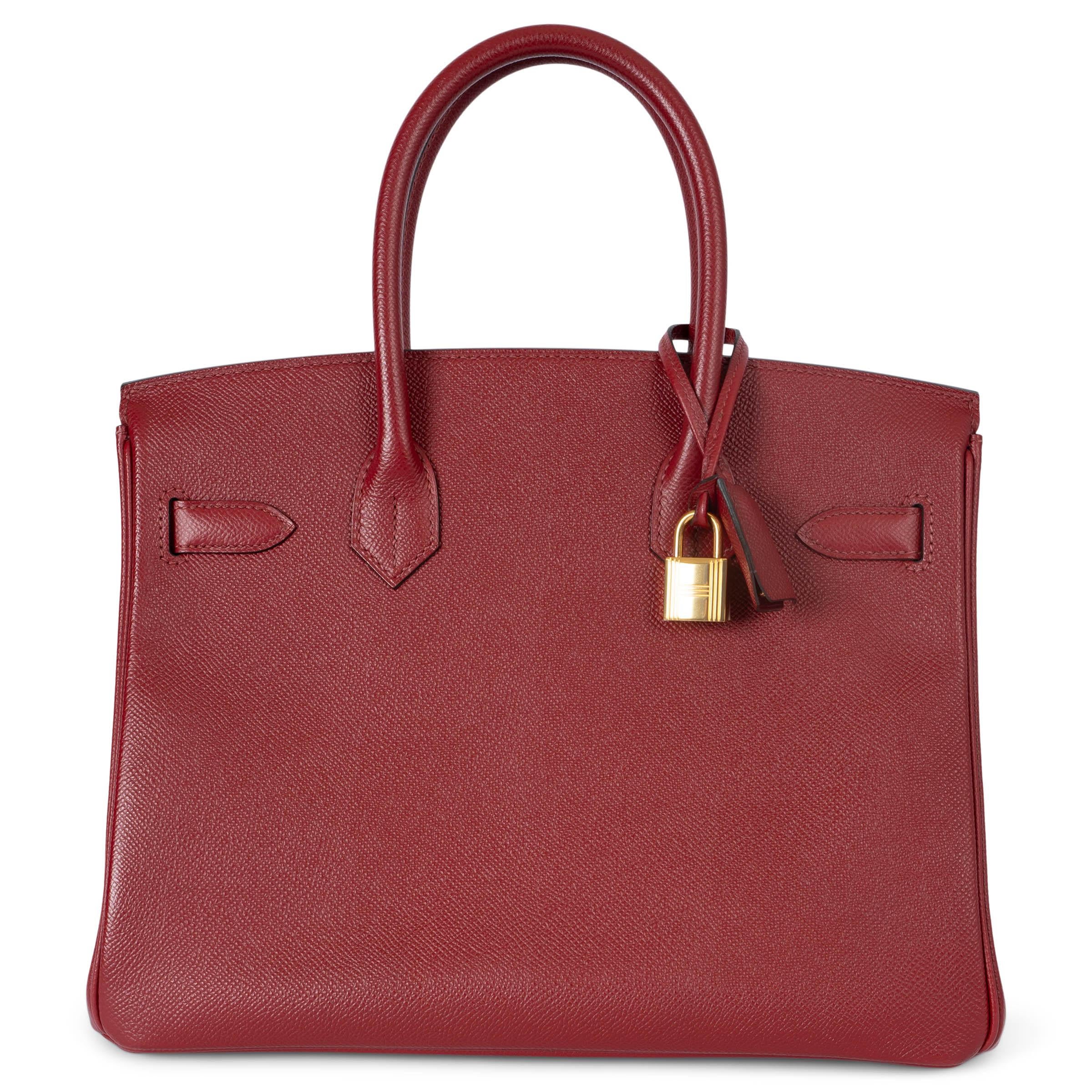 Brown HERMES Grenat red Epsom leather BIRKIN 30 Bag Ghw For Sale