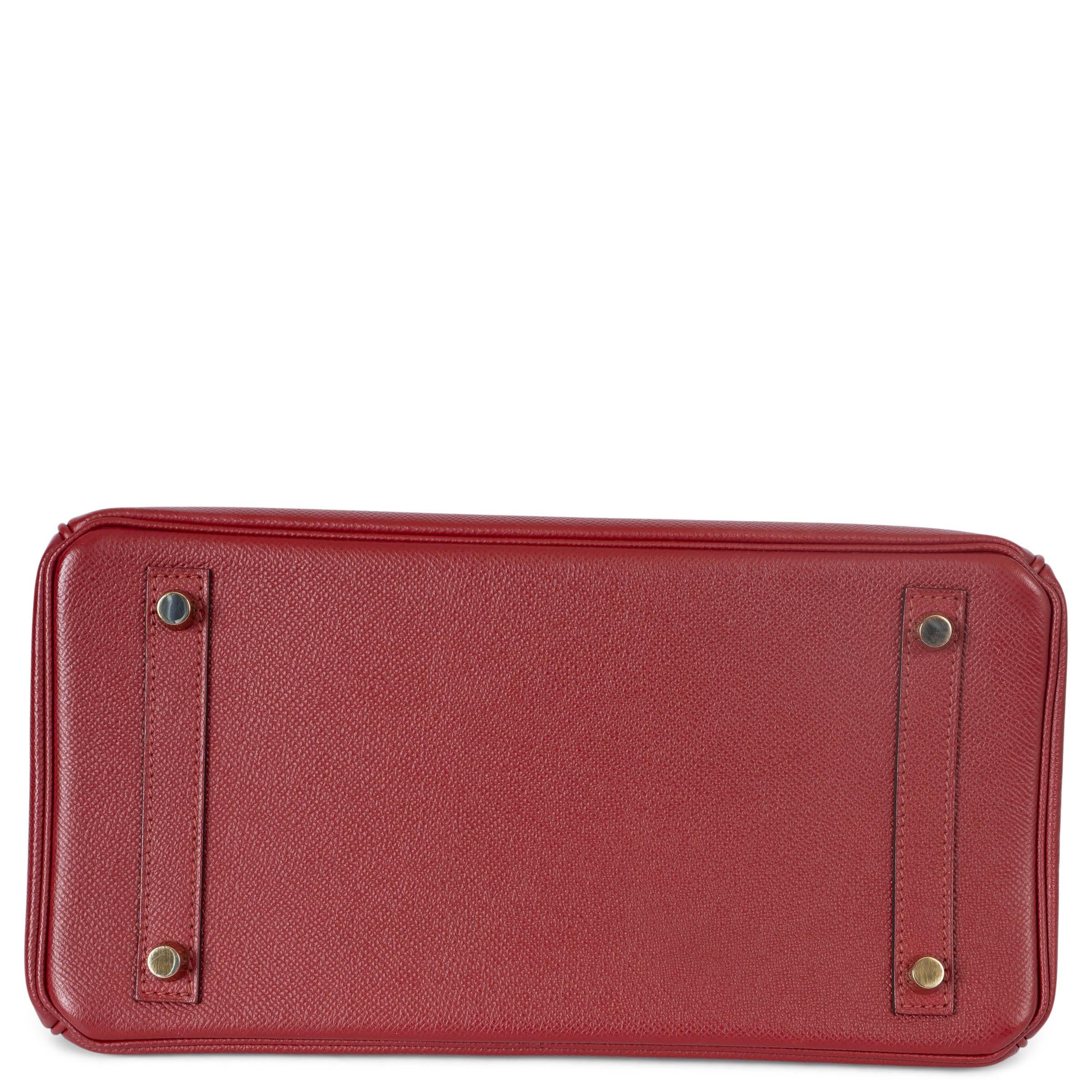 HERMES Grenat red Epsom leather BIRKIN 30 Bag Ghw In Excellent Condition For Sale In Zürich, CH