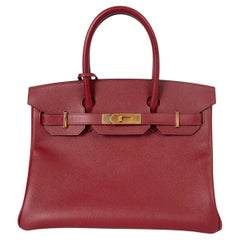 HERMES Grenat rosso Epsom pelle BIRKIN 30 Borsa Ghw