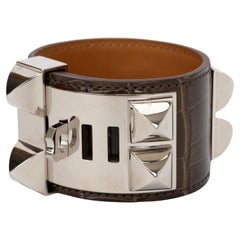 Hermes Collier De Chien Grigio Alligatore