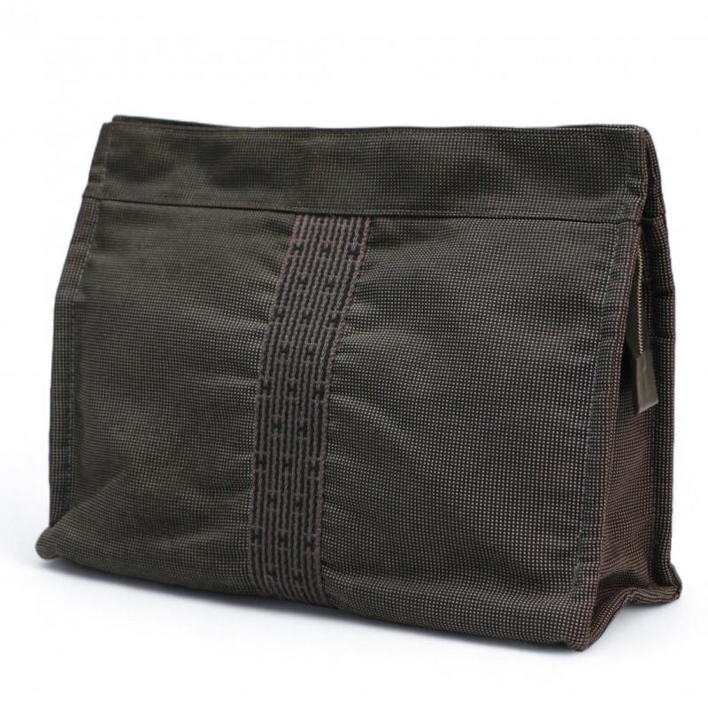 Hermes Grey and Black Toilet Bag In Excellent Condition For Sale In Paris, FR