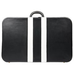 Hermes Grey and White Leather Vintage Travel Luggage