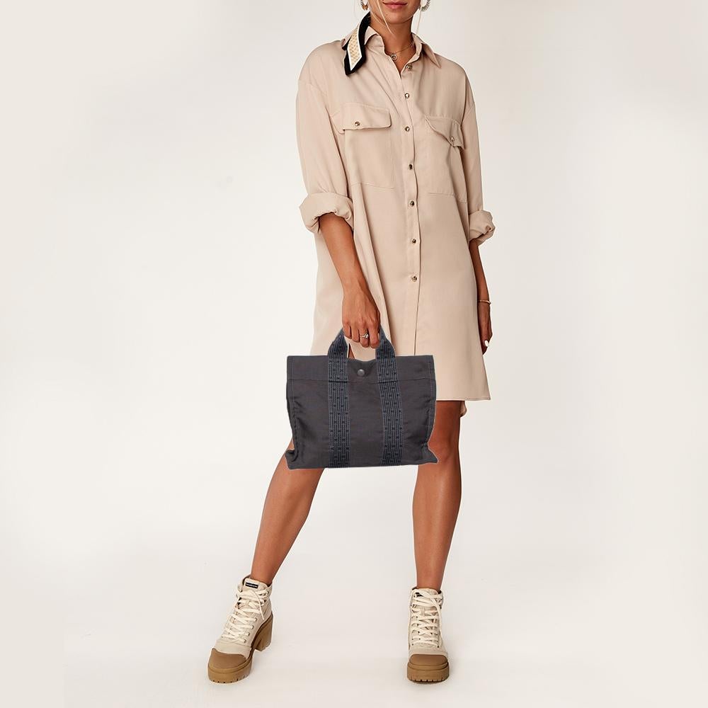 Hermes Grey/Black Canvas Fourre Tout PM Bag 5