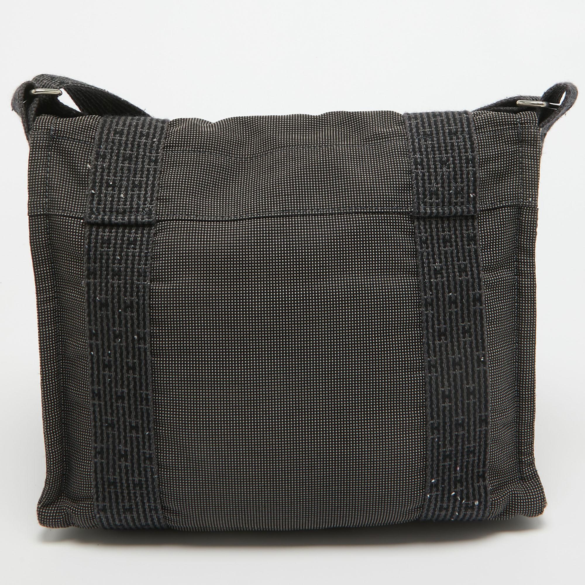 Men's Hermes Grey Canvas Fourre Tout Besace Messenger Bag