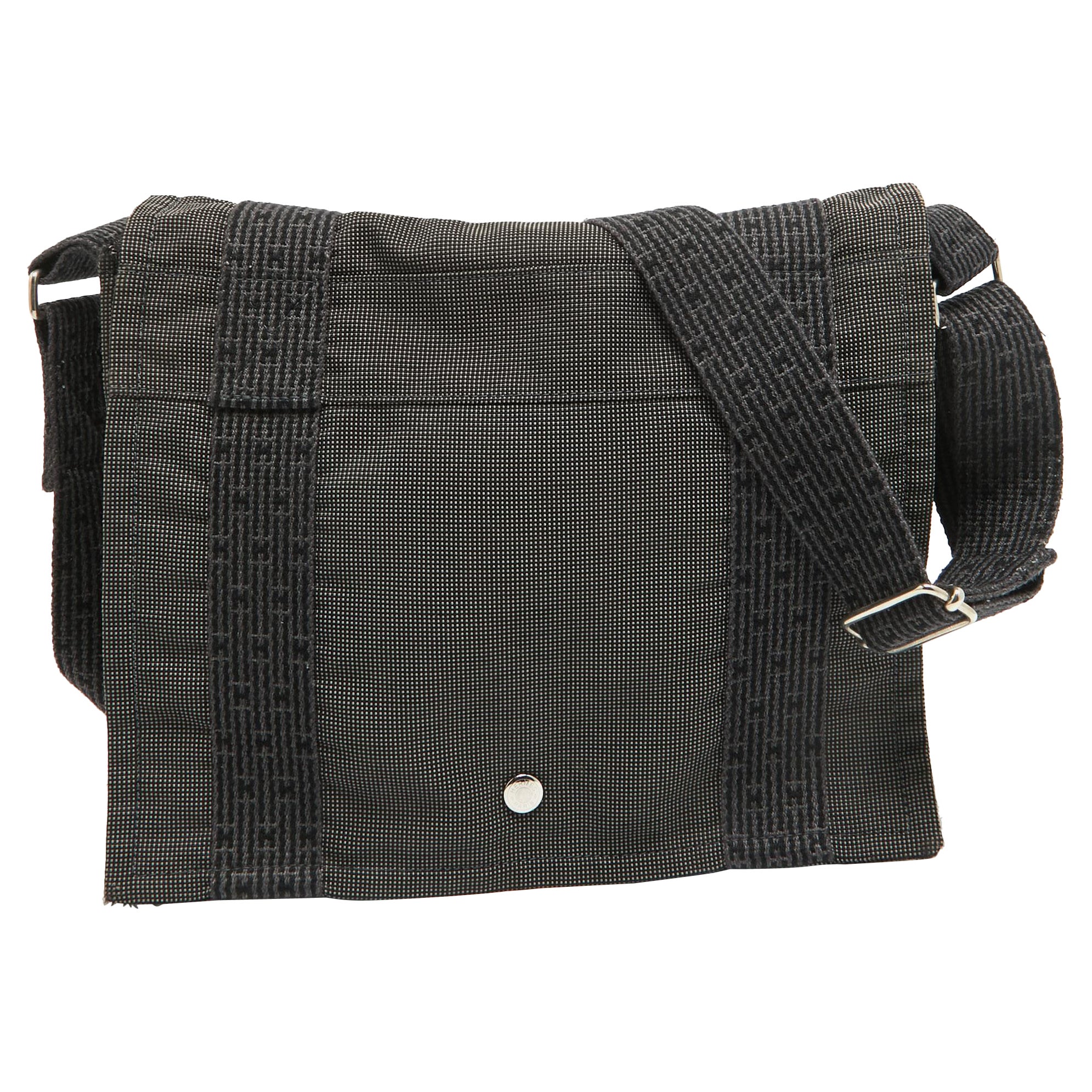 Hermes Grey Canvas Fourre Tout Besace Messenger Bag