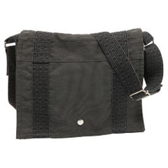 Hermes Grey Canvas Fourre Tout Besace Messenger Bag