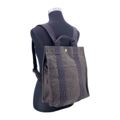 Hermes Grey Canvas Herline Bacpack Sac A Dos MM Tote Bag