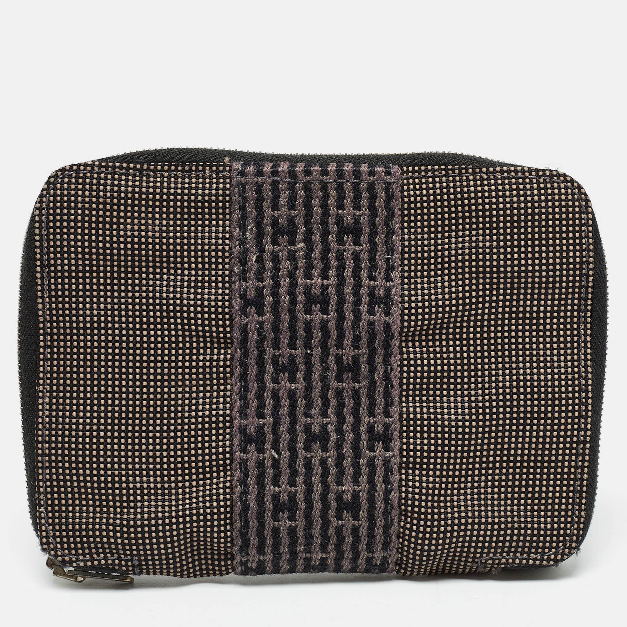 Men's Hermes Grey Canvas Herline Zip Wallet