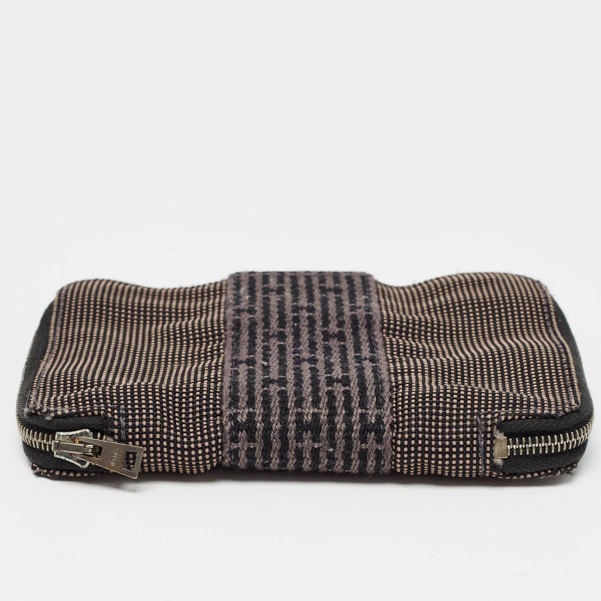 Hermes Grey Canvas Herline Zip Wallet 2