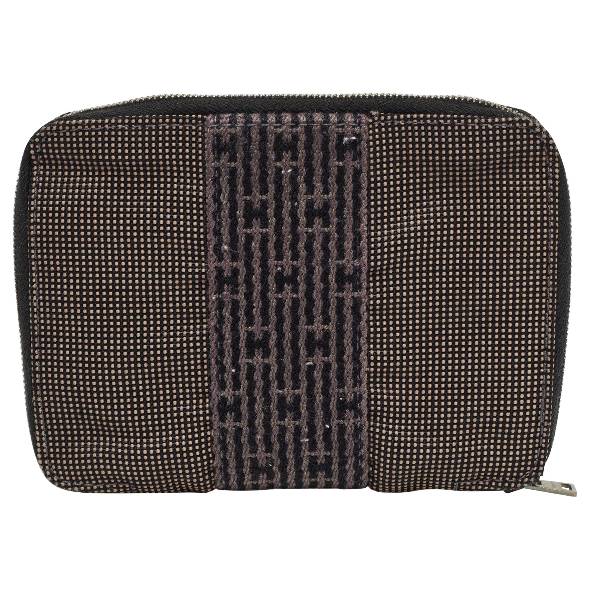 Hermes Grey Canvas Herline Zip Wallet