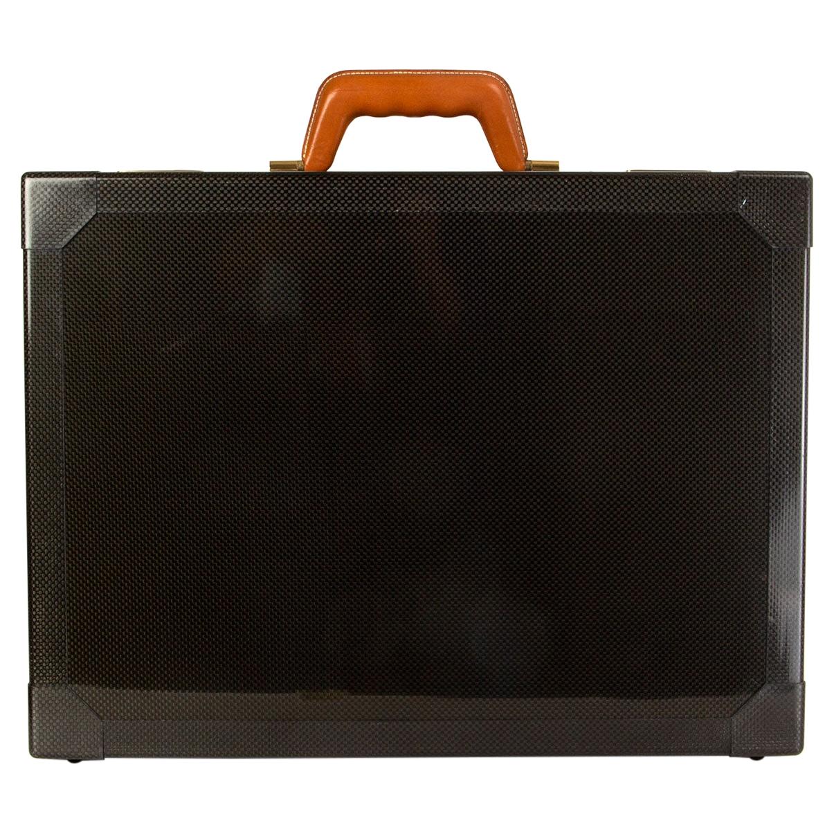 HERMES grey Carbon Fiber Vache Naturelle ESPACE 48 Briefcase Bag LIMTED EDITION