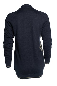 Hermes, grey cardigan with leopard print