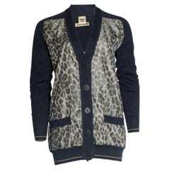 Hermes, grey cardigan with leopard print