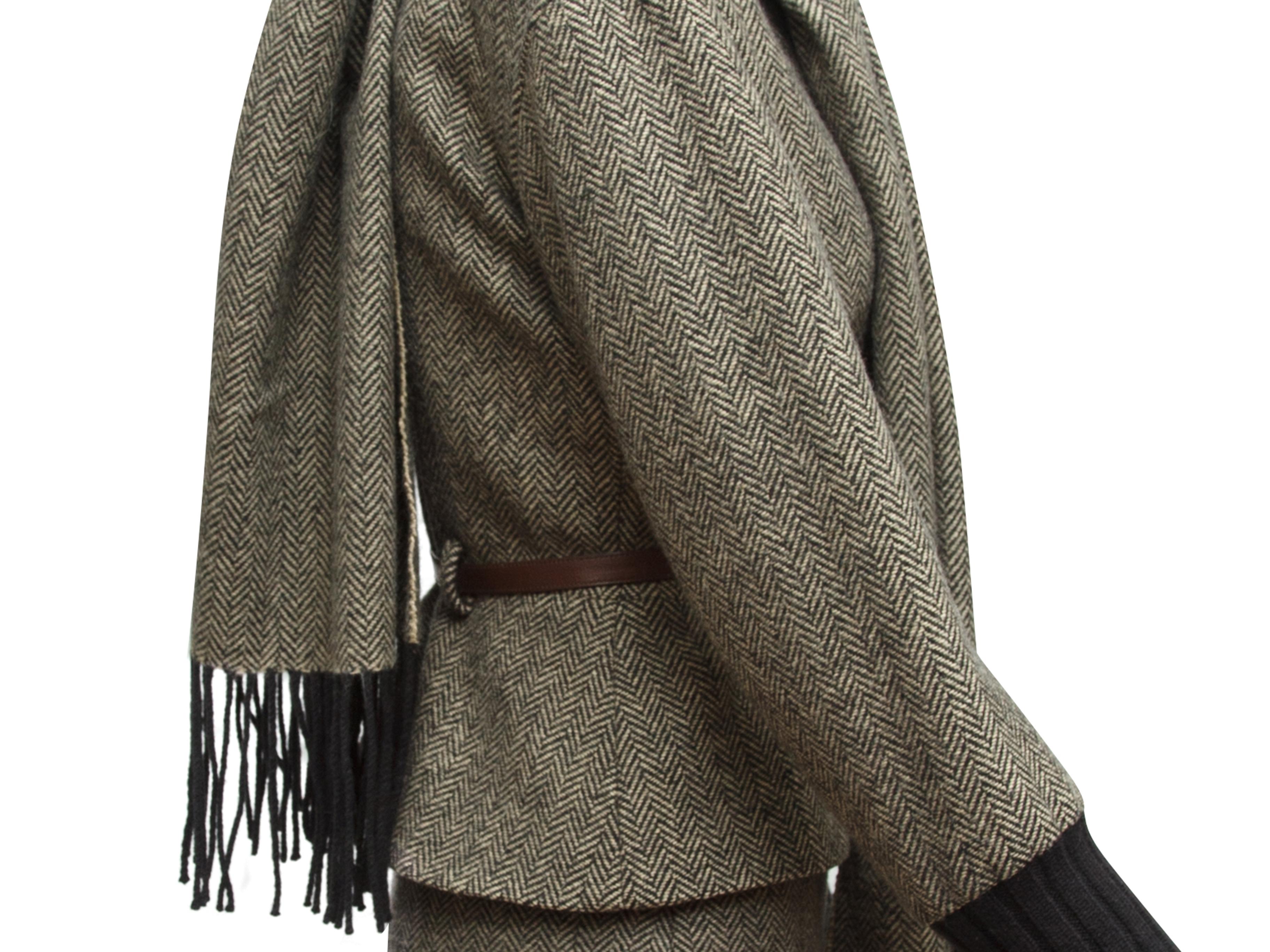 Hermes Grey Cashmere Herringbone Skirt Suit & Shawl 5