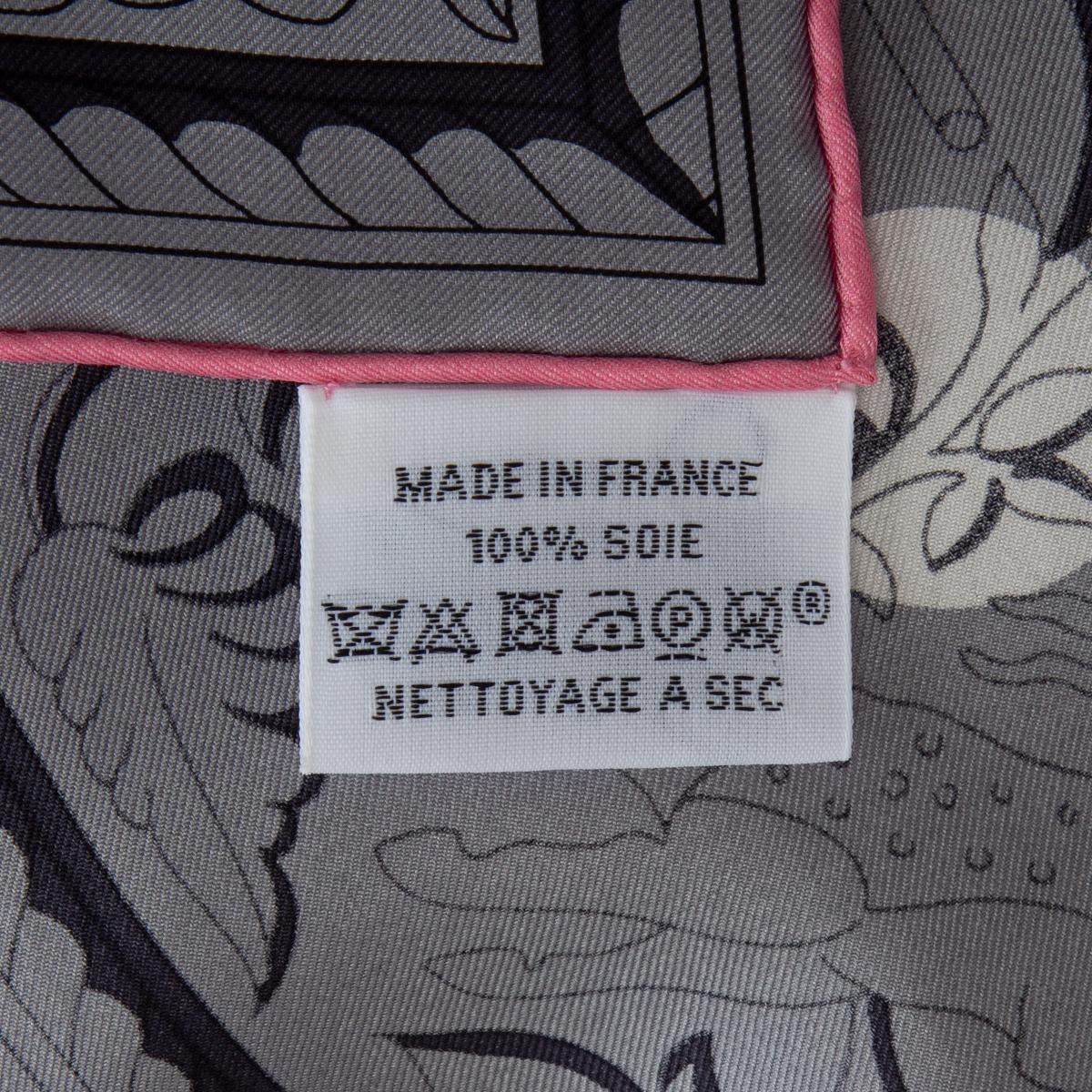 HERMES grey CHASSE AUX POIS 140 Scarf silk 2