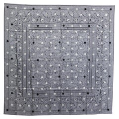 HERMES grey CHASSE AUX POIS 140 Scarf silk