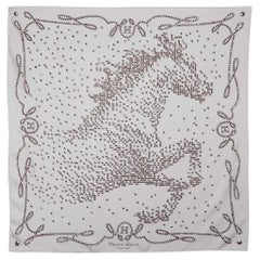 Hermès Grey Cheval de Legende Printed Silk Square Scarf