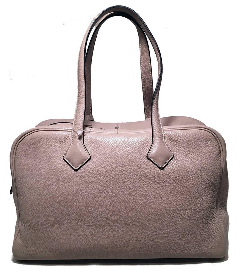 Hermes Grey Clemence Leather Victoria II Travel Tote Bag For Sale at ...