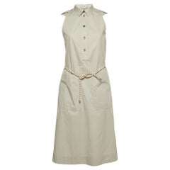 Hermes - Vestito a camicia in cotone grigio con cintura S