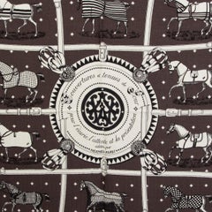 Hermes grey COUVERTURES ET TENUES DE JOUR BANDANA 140 Scarf Shawl Taupe Noir