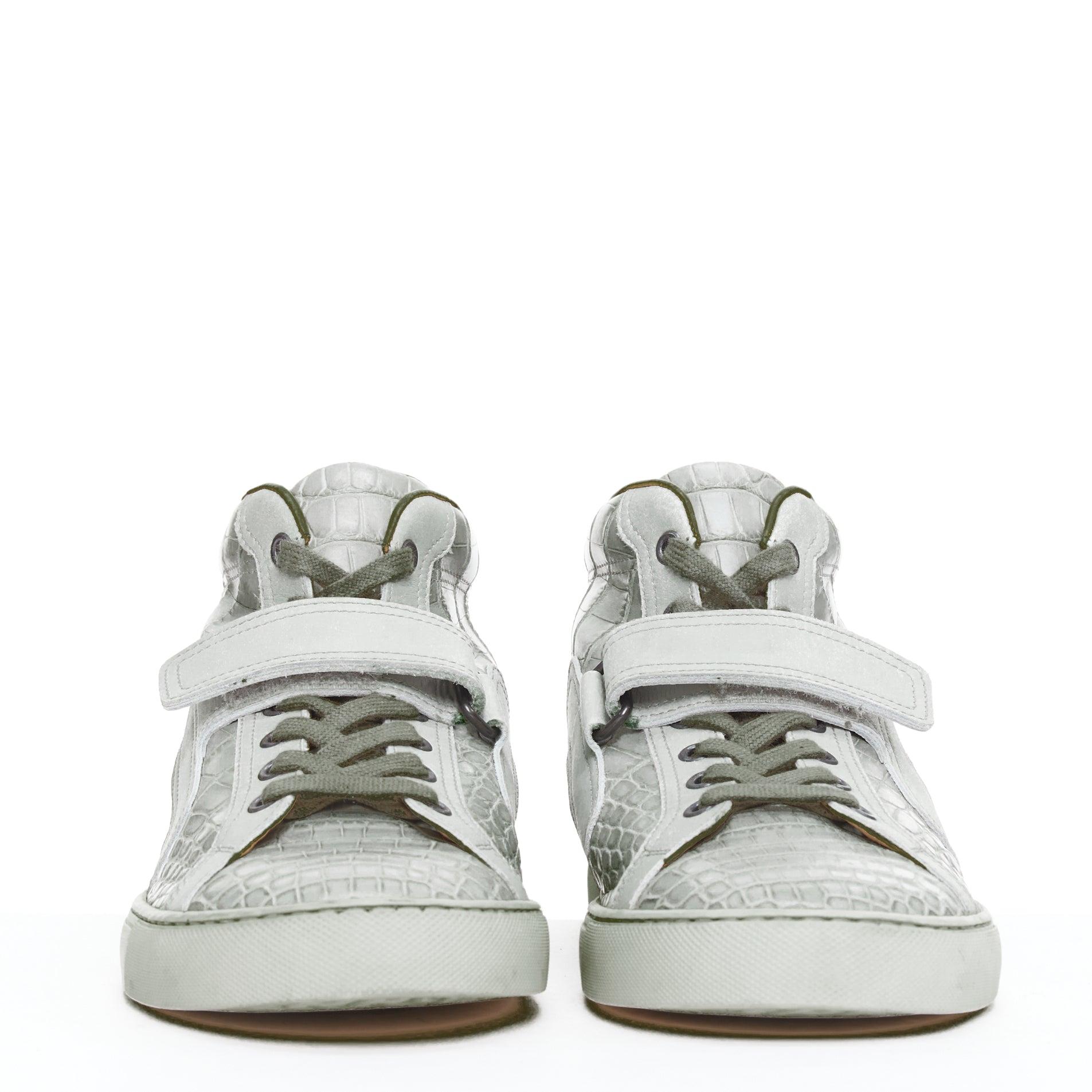 Gray HERMES grey croc leather colorblock high top sneaker EU41.5 Kanye West For Sale