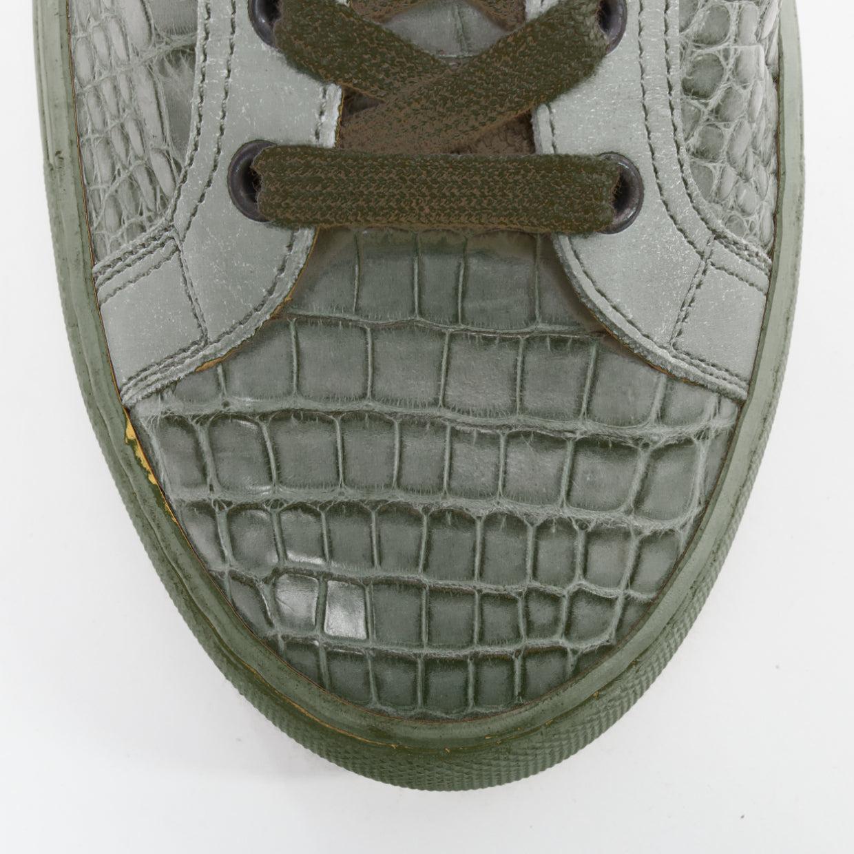 HERMES grey croc leather colorblock high top sneaker EU41.5 Kanye West For Sale 1