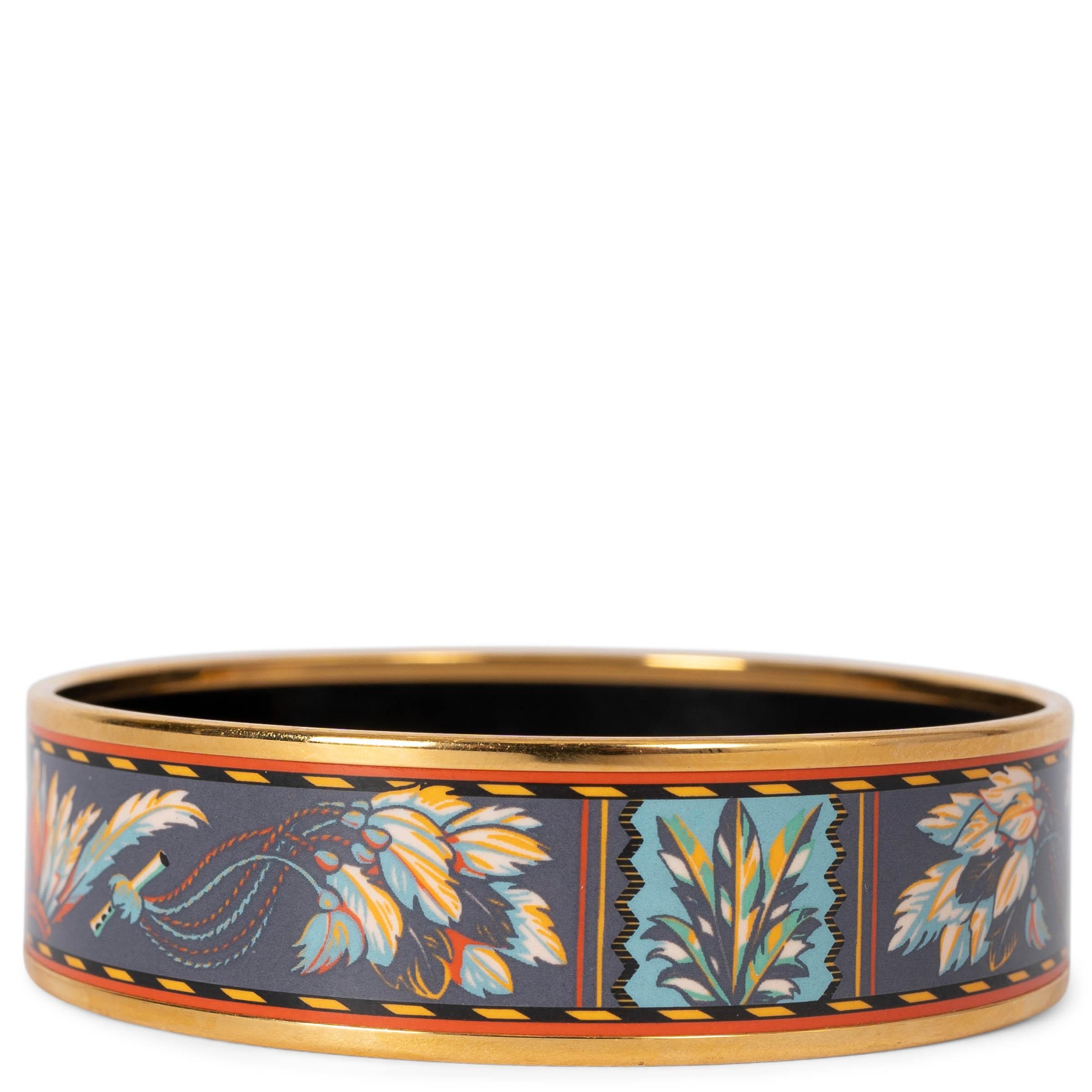 HERMES grey enamel BRAZIL WIDE BANGLE 70 Bracelet In Excellent Condition In Zürich, CH