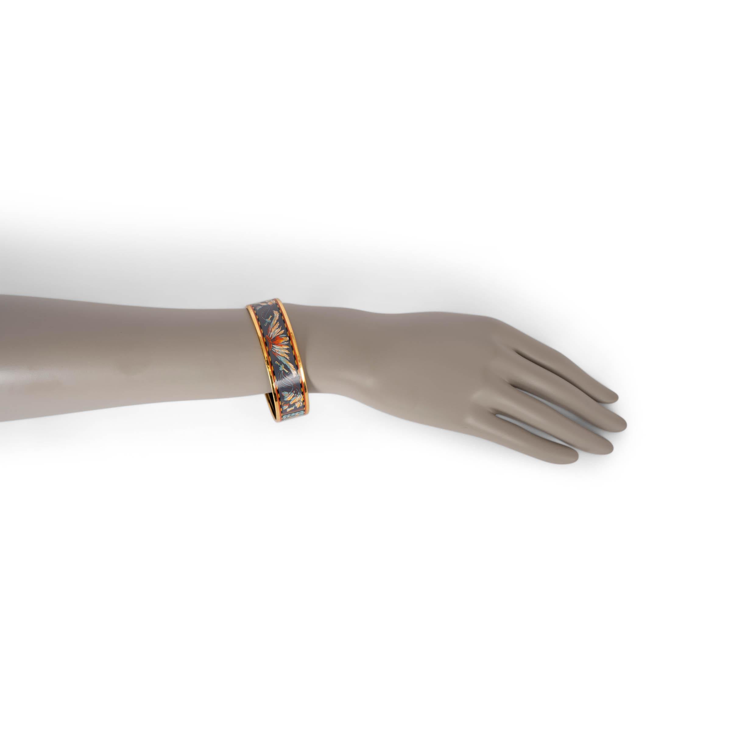 HERMES grey enamel BRAZIL WIDE BANGLE 70 Bracelet 2