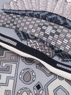 Hermès Grey Geometric Print Scarf