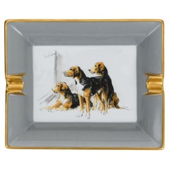 Hermès Grey Gold Dog Porcelain Ashtray