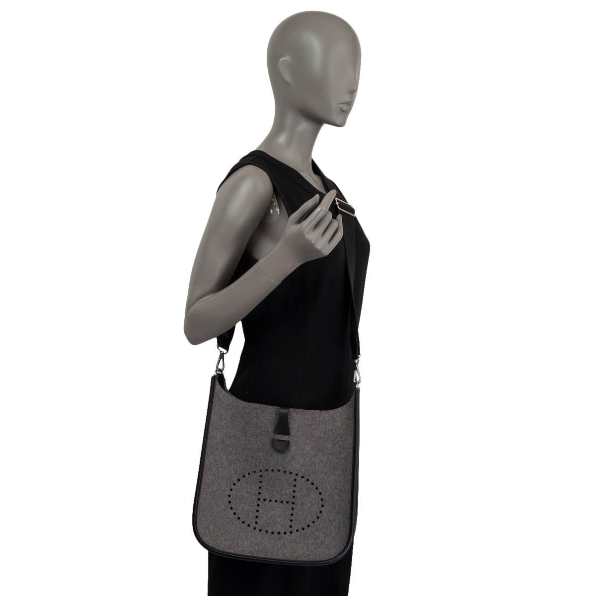 Women's HERMES grey Gris Moyen Feature & Black Swift EVELYNE 29 PM Crossbody Bag