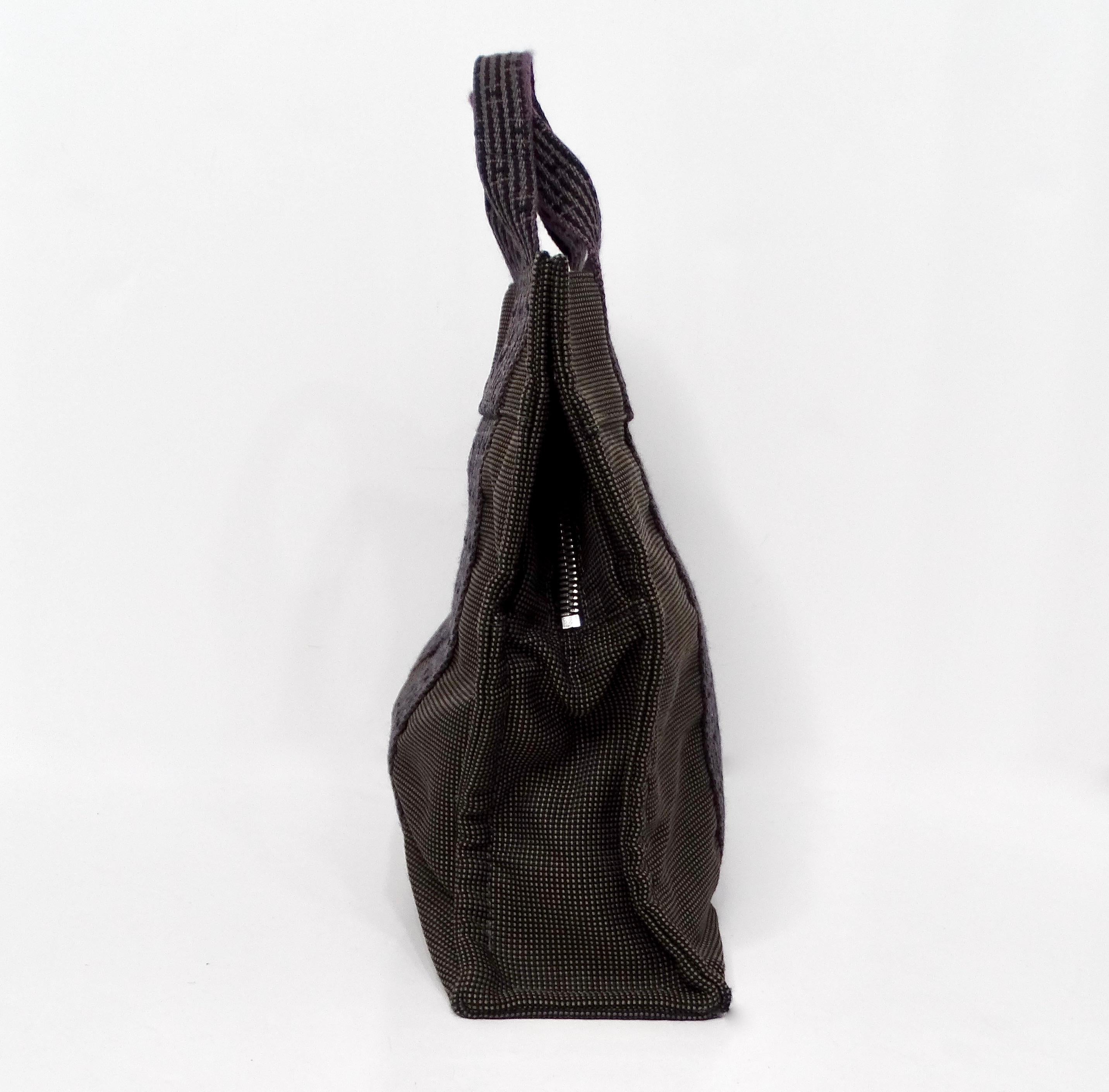 Black Hermes Grey Herline Cloth Mini Tote Bag circa 1990-2000 For Sale