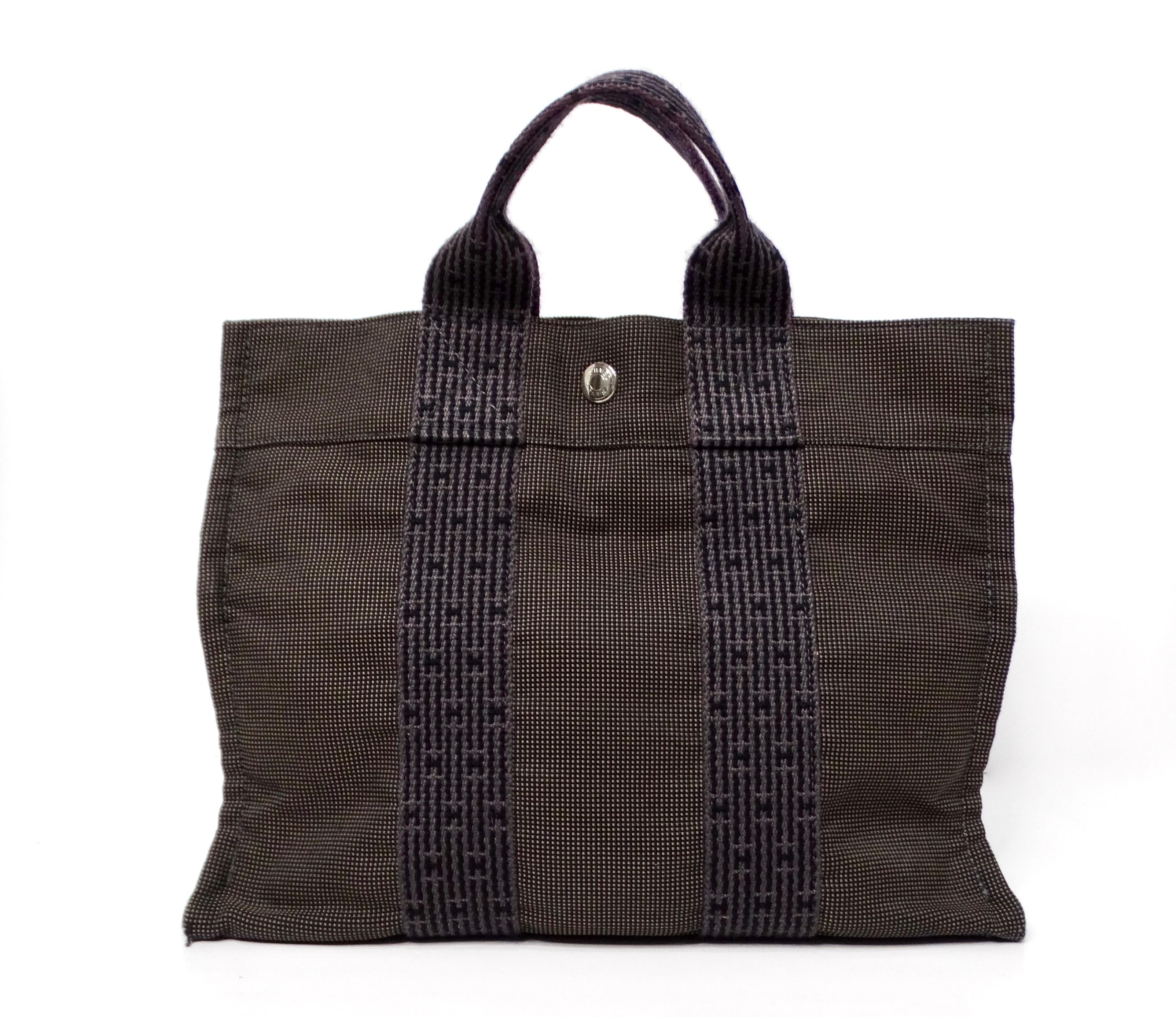 Hermes Grey Herline Cloth Mini Tote Bag circa 1990-2000 In Good Condition For Sale In Scottsdale, AZ