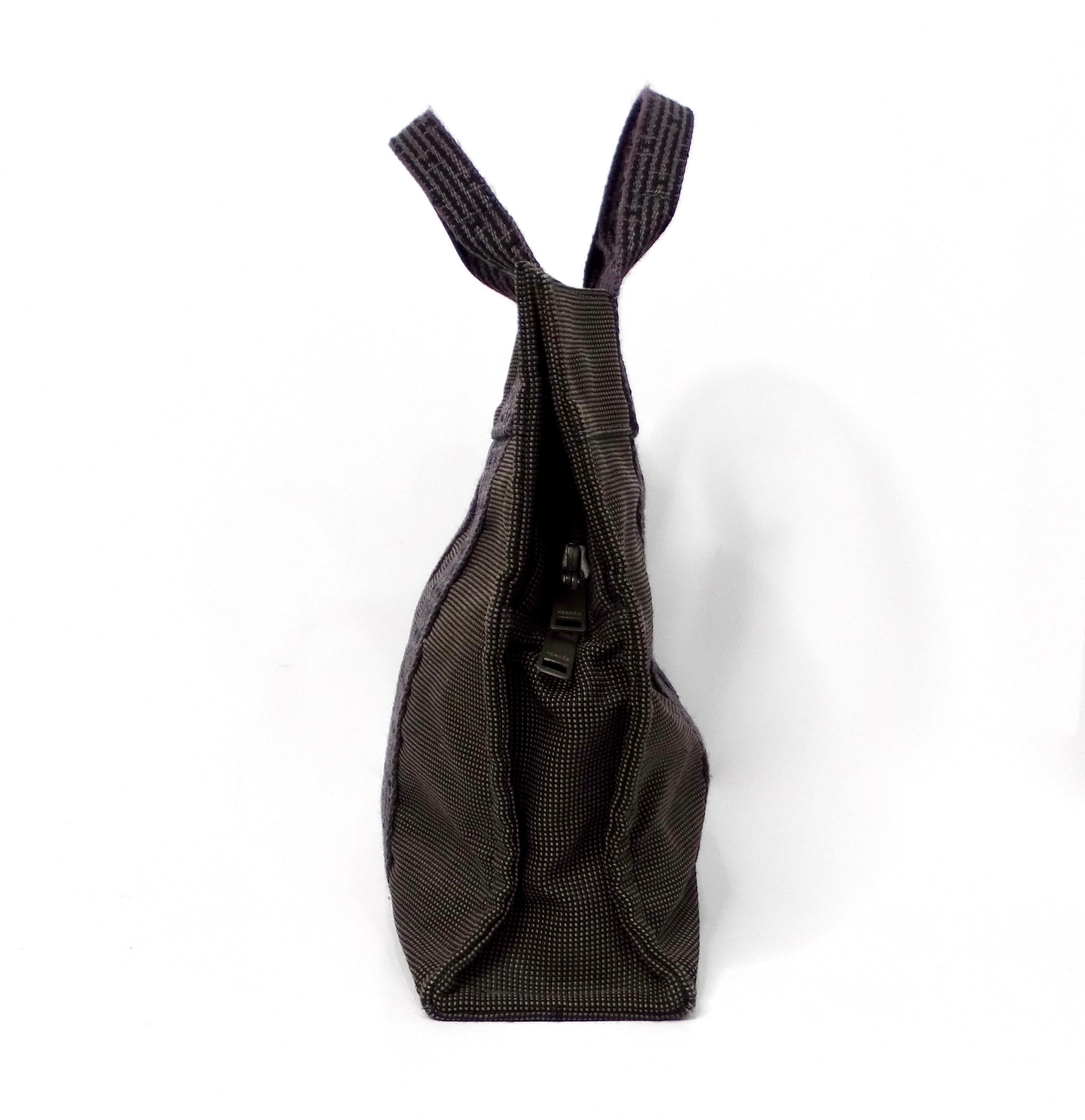 Women's Hermes Grey Herline Cloth Mini Tote Bag circa 1990-2000 For Sale