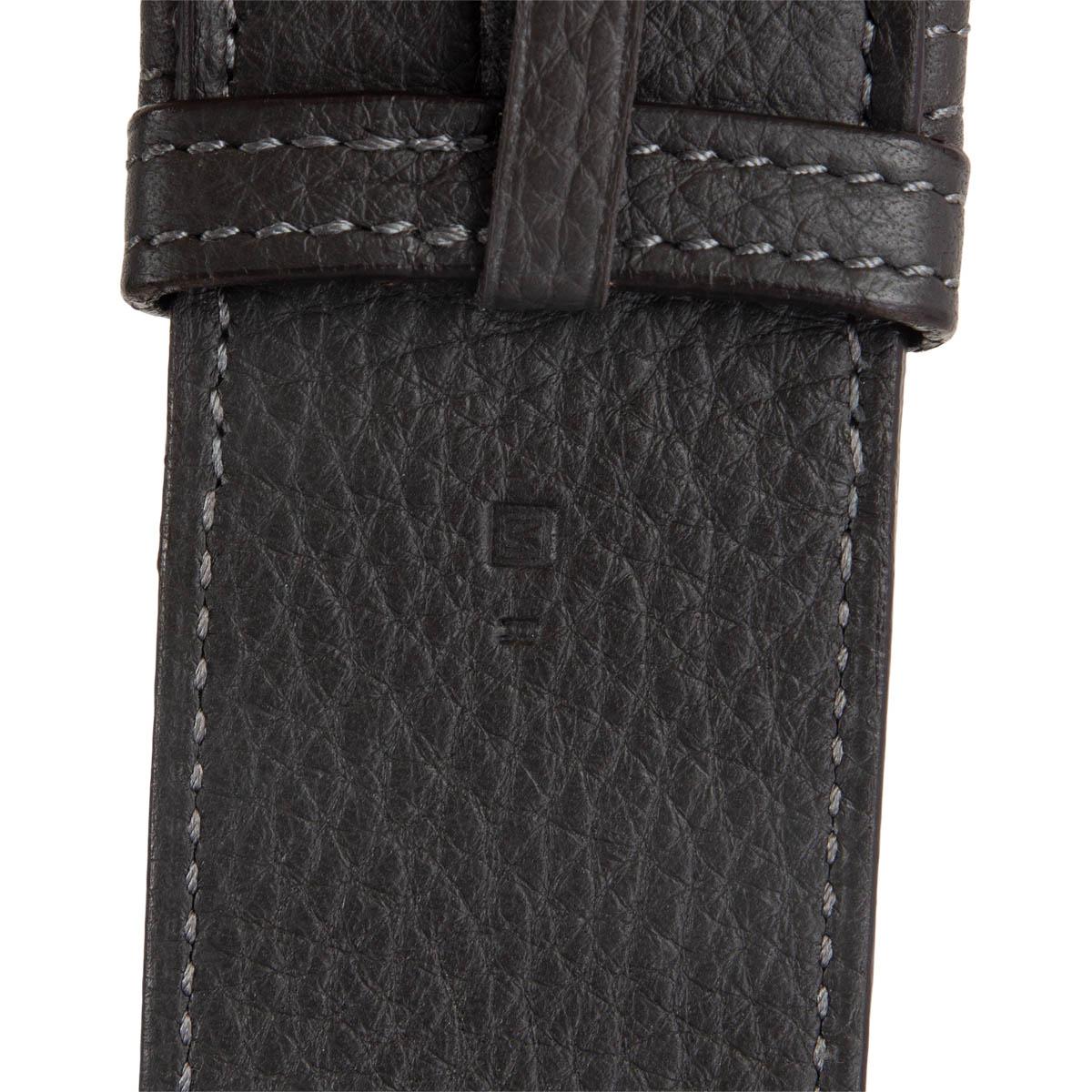 Black HERMES grey leather ETRIVIER 42mm WAISTE Belt 70 Graphite Clemence For Sale