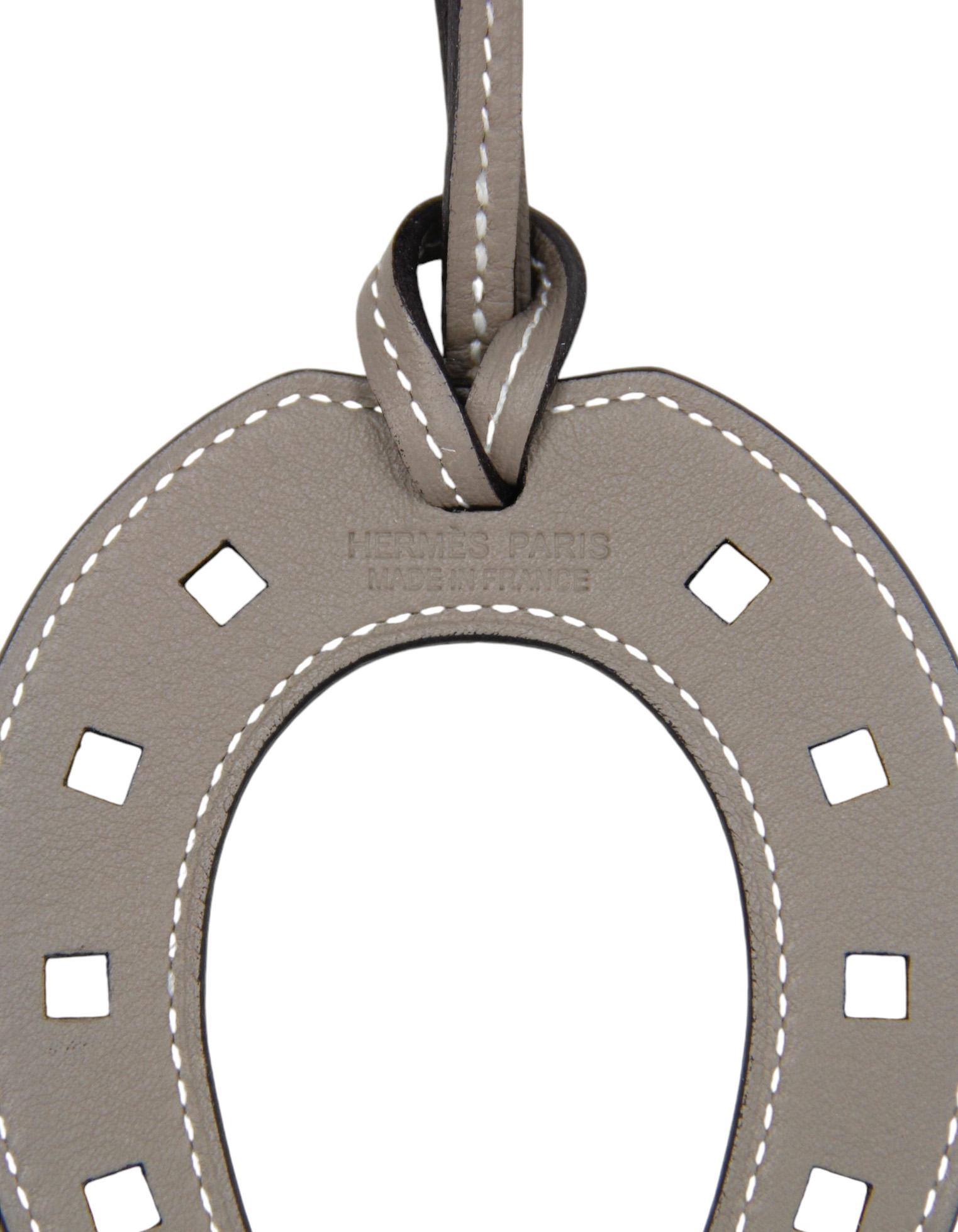 Gray Hermes Grey Leather Paddock Horseshoe Bag Charm
