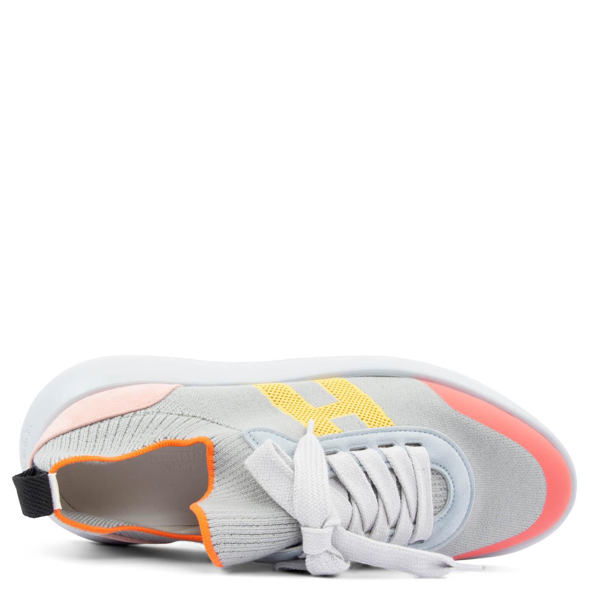 HERMES grey & multicolor CREW KNIT Snearks Shoes 38 3