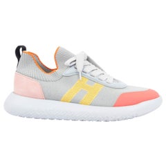 HERMES grey & multicolor CREW KNIT Snearks Shoes 38