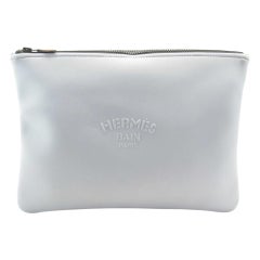 Hermès Grey Neoprene Neobain GM Pouch Clutch 561her311