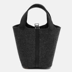 Hermes Grey/Noir Felt and Swift Leather Picotin Lock 18 Bag