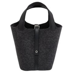 Hermes Grey/Noir Felt and Swift Leather Picotin Lock 18 Bag