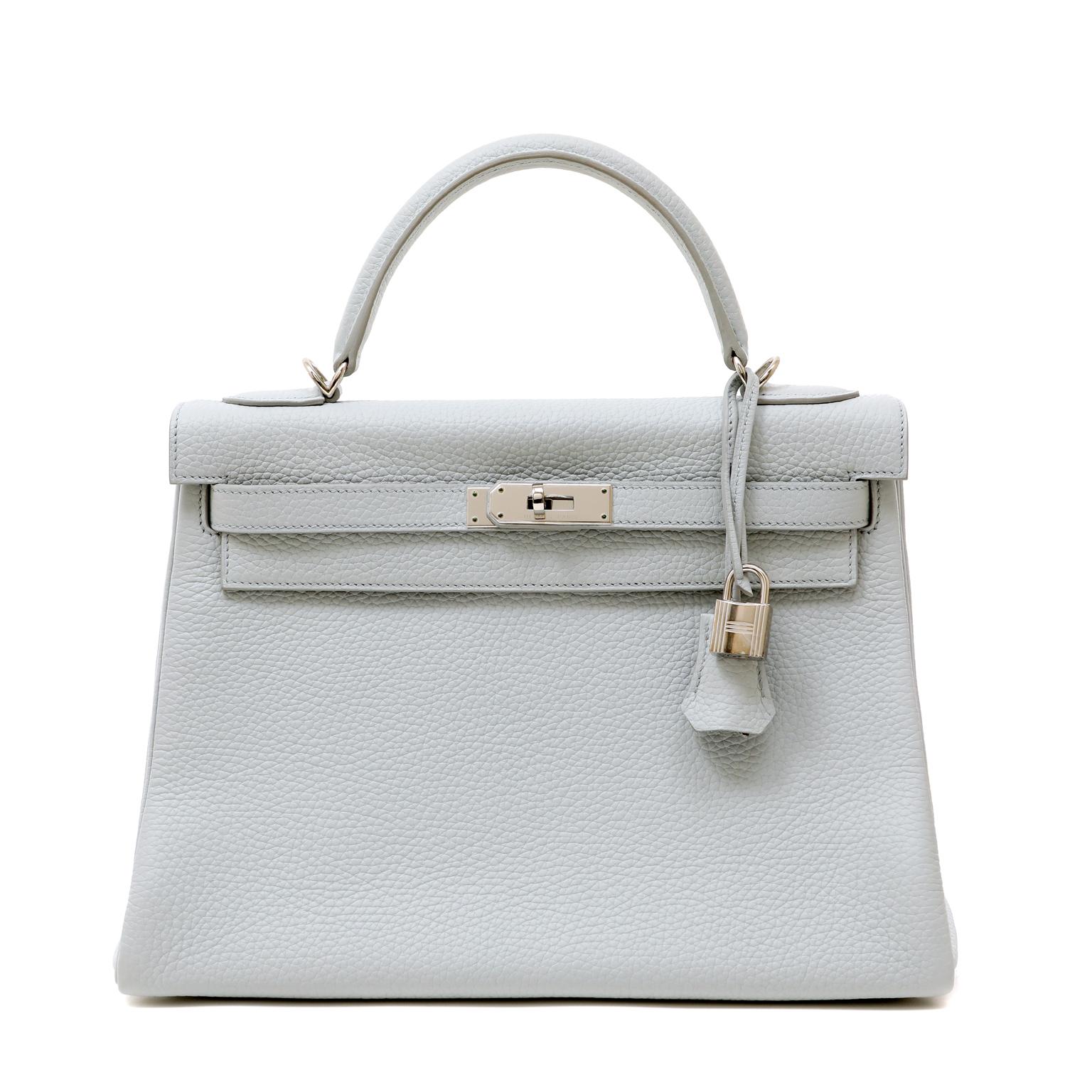 Hermès Grey Pearl Togo 32 cm Kelly Bag In Good Condition In Palm Beach, FL