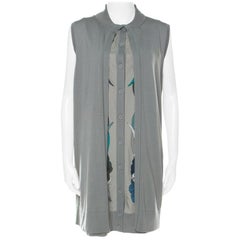 Hermes Grey Printed Cotton Sleeveless Cardigan Dress M