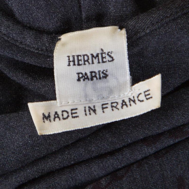 Hermes Grey Printed Silk Jersey Plunge Neck Bodysuit M For Sale at ...