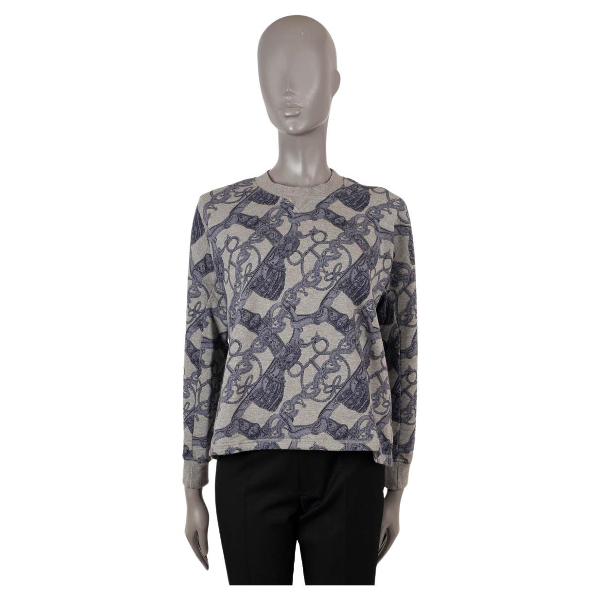 HERMES grey & purple cotton 2020 BRIDE DE COUR Sweatshirt Sweater 36 XS For Sale